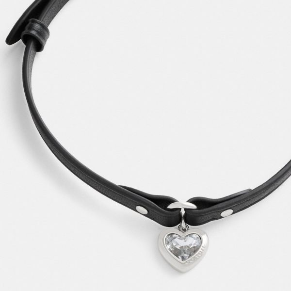 Coach Heart Charm Leather Choker - Preorder