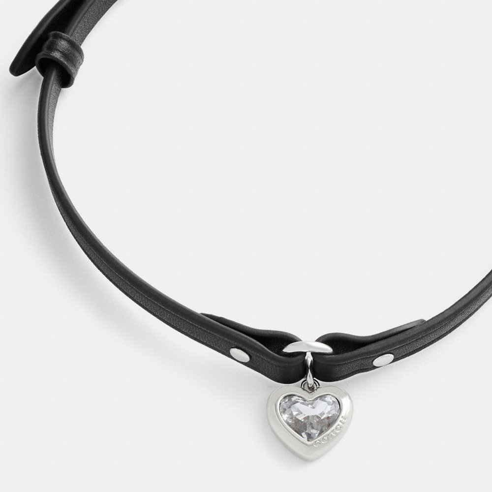 Coach Heart Charm Leather Choker - Preorder