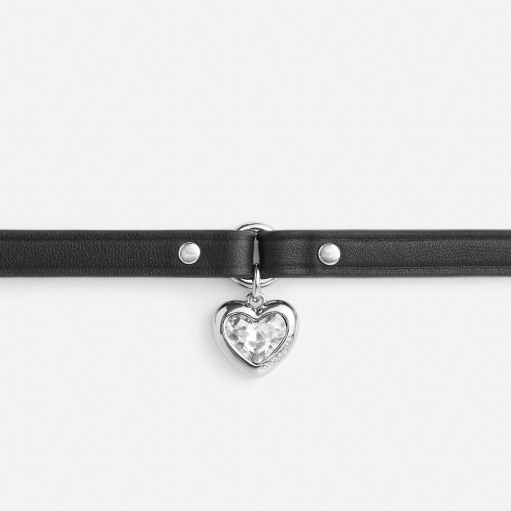 Coach Heart Charm Leather Choker - Preorder