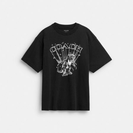 Coach Outlet T-Rex Relaxed T-Shirt In Organic Cotton - Preorder — Washed Black