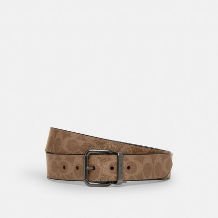Coach Outlet Roller Buckle Cut-To-Size Reversible Belt, 38MM - Preorder — Gunmetal/Tan Charcoal