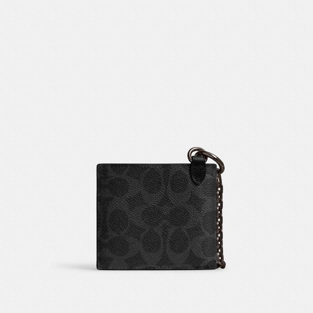 Coach Billfold Wallet With Chain In Signature Canvas - Preorder