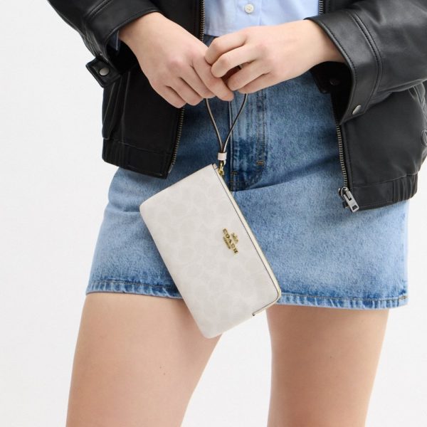 Coach Outlet Large Corner Zip Wristlet In Signature Canvas - Preorder