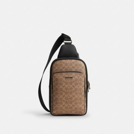 Coach Outlet Ethan Pack In Signature Canvas - Preorder — Gunmetal/Tan/Black