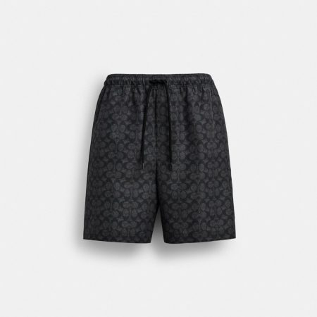 Coach Outlet Signature Swim Trunks In Recycled Polyester - Preorder — Charcoal Signature