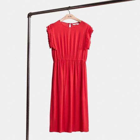 Coach Restored Shoulder Pleat Midi Dress - Preorder — Red
