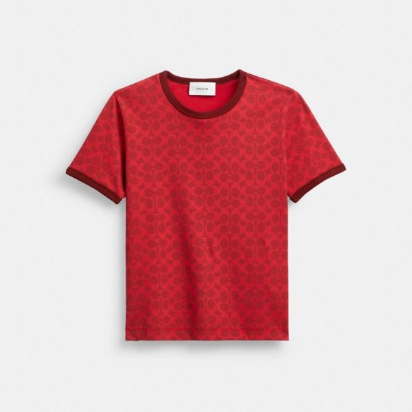 Coach Outlet Signature Ringer T-Shirt In Organic Cotton - Preorder