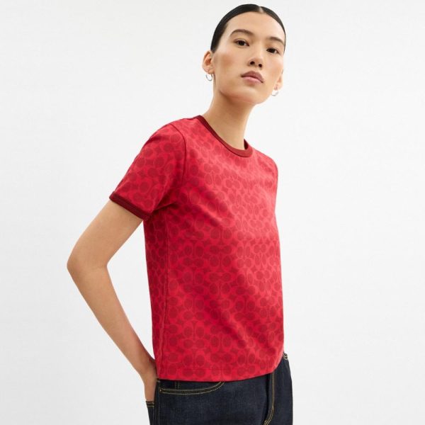 Coach Outlet Signature Ringer T-Shirt In Organic Cotton - Preorder