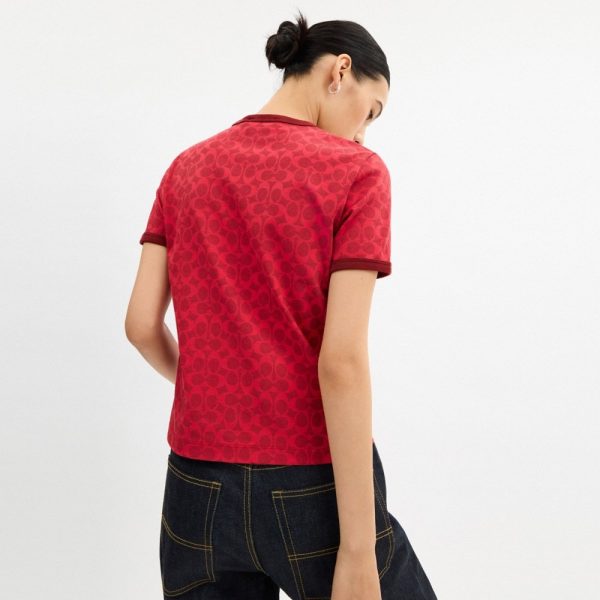 Coach Outlet Signature Ringer T-Shirt In Organic Cotton - Preorder
