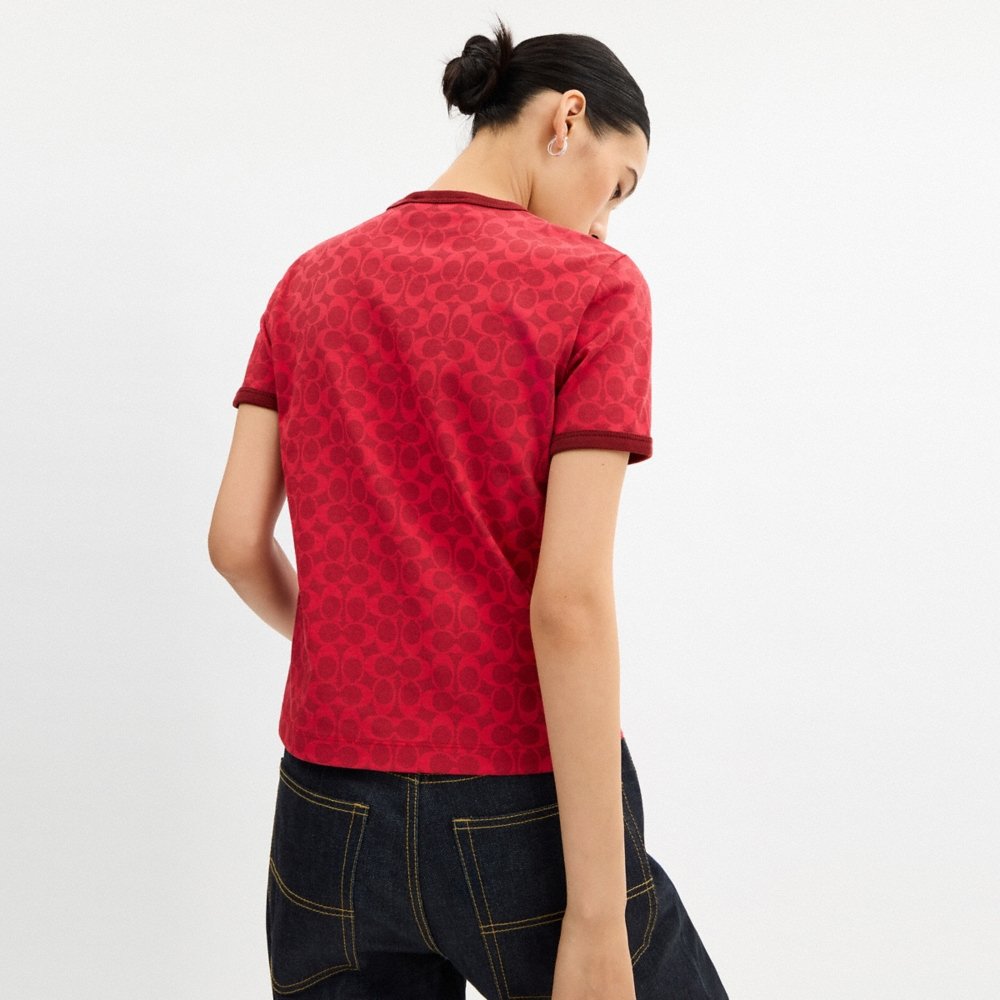Coach Outlet Signature Ringer T-Shirt In Organic Cotton - Preorder