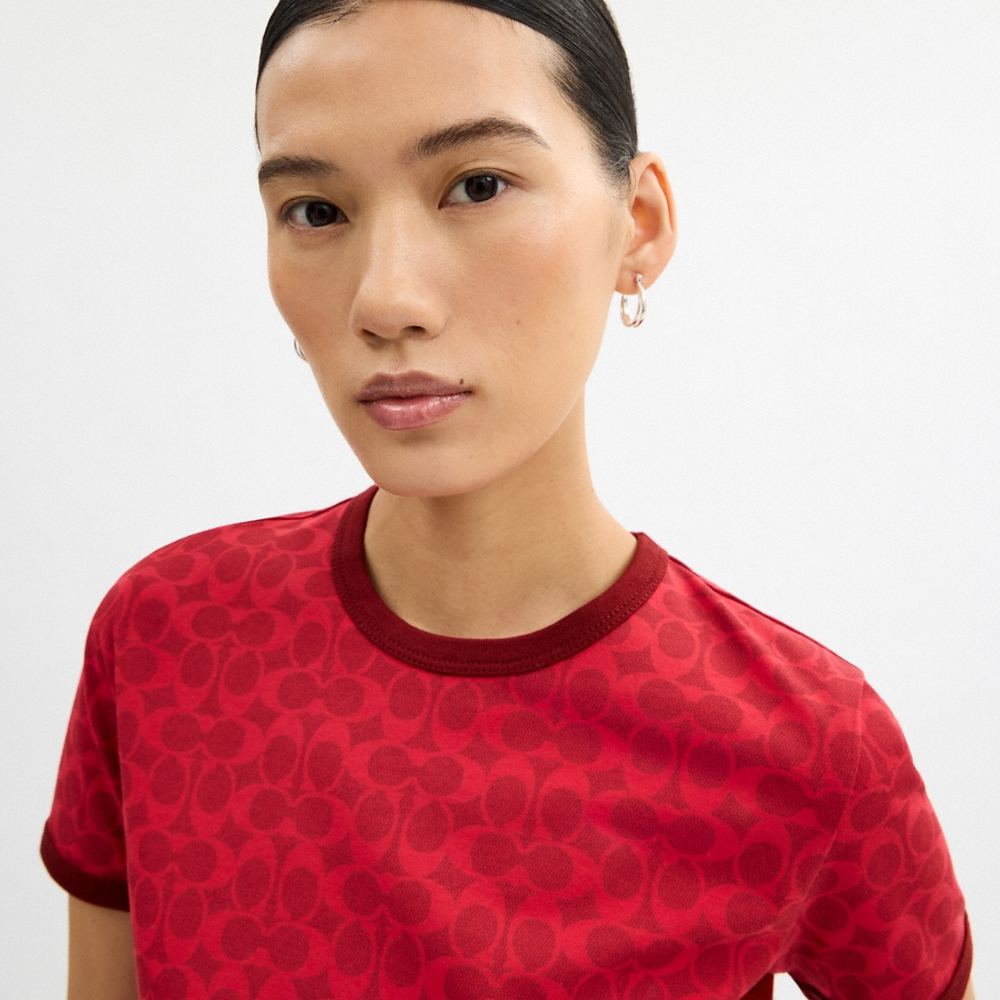 Coach Outlet Signature Ringer T-Shirt In Organic Cotton - Preorder