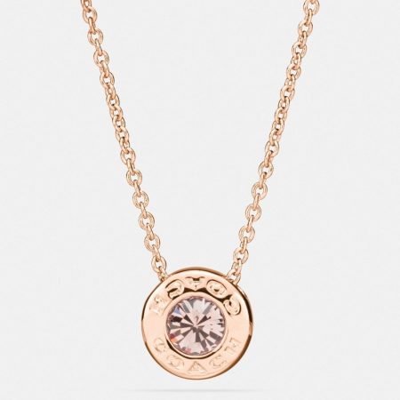 Coach Outlet Open Circle Stone Necklace - Preorder — Rose Brass