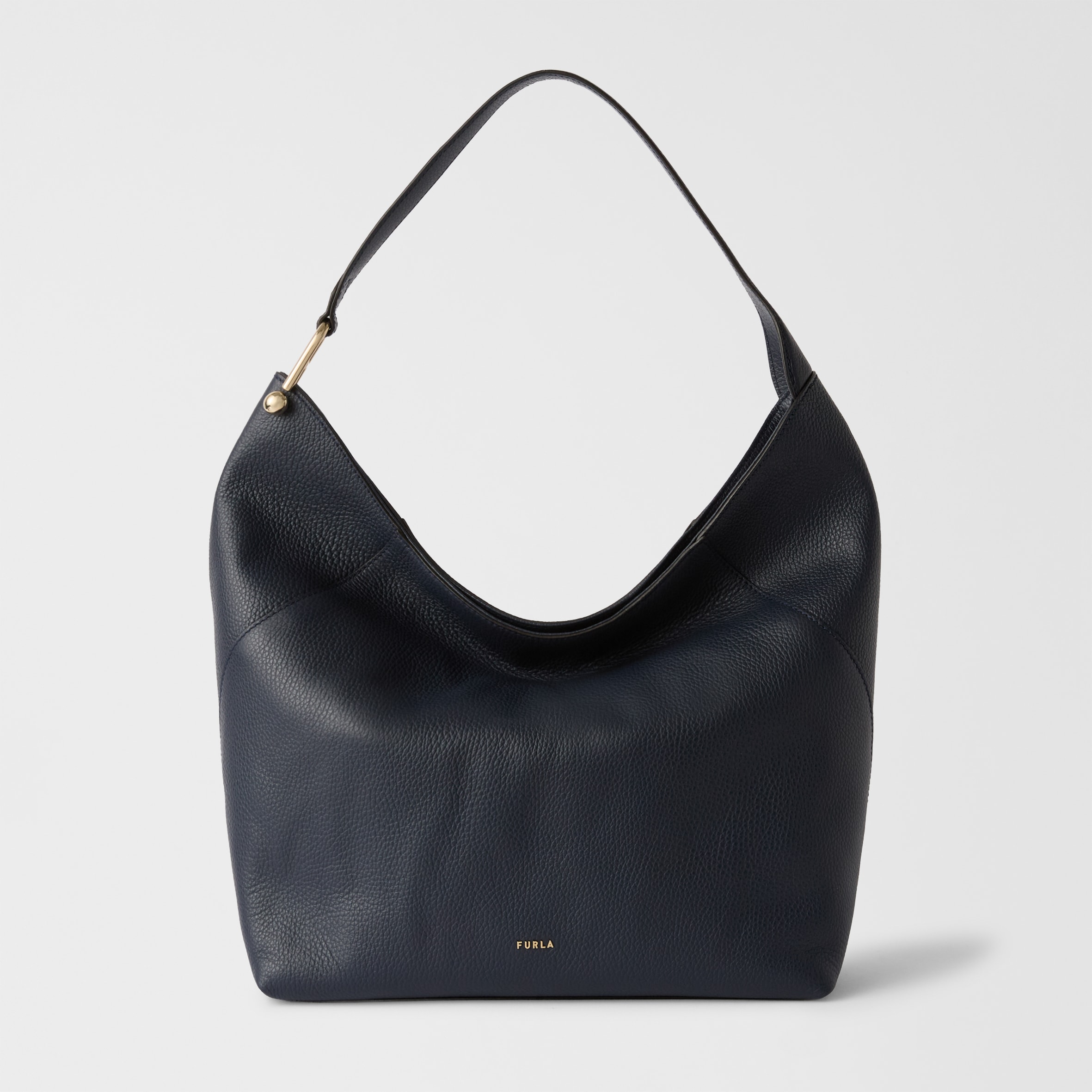Furla Lynette Shoulder Bag L black smooth leather electric red interior 2026
