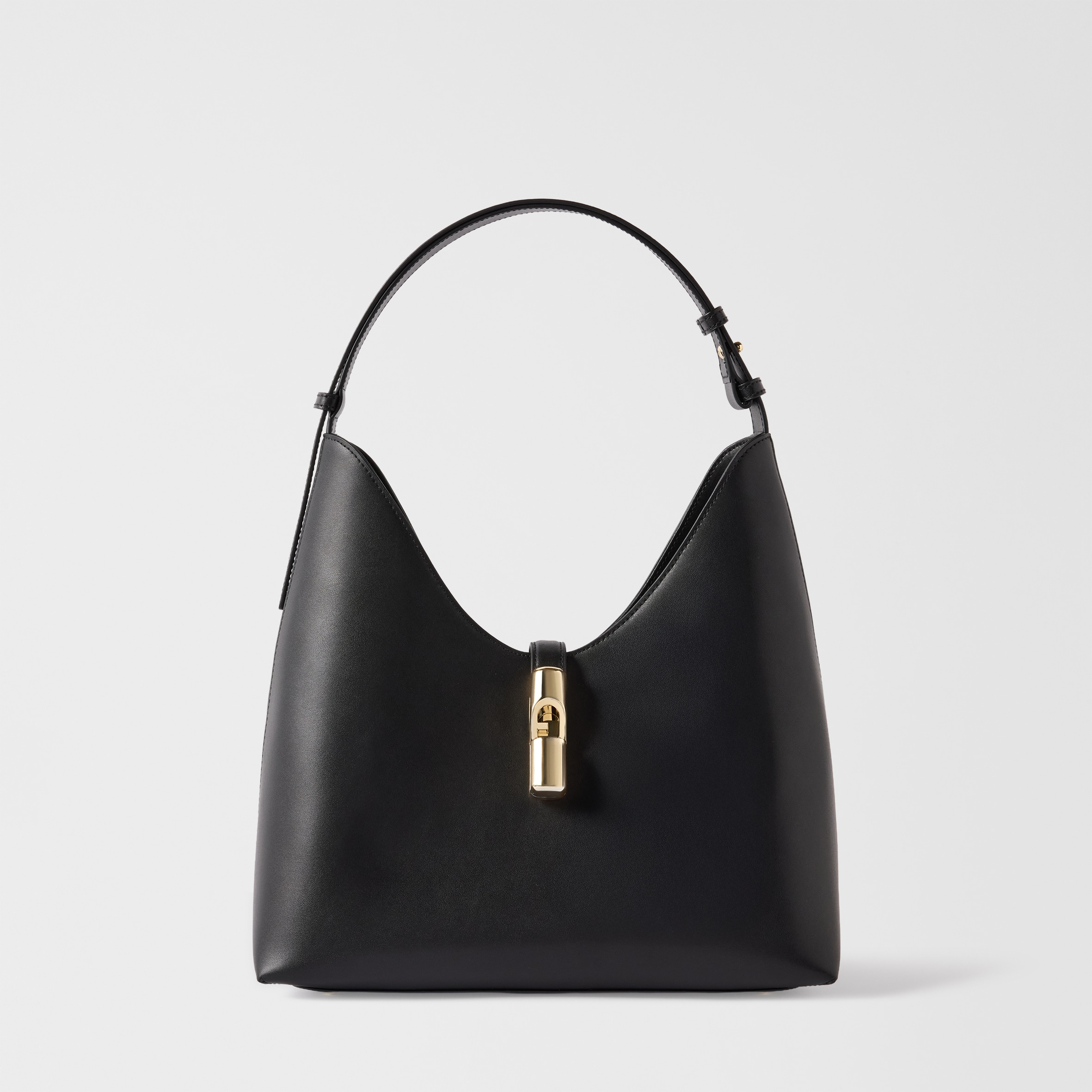Furla Lynette Shoulder Bag M black smooth calf leather electric red interior 2026