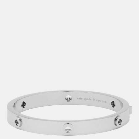 Kate Spade Outlet Spot The Spade Studded Hinged Bangle - Preorder — Silver
