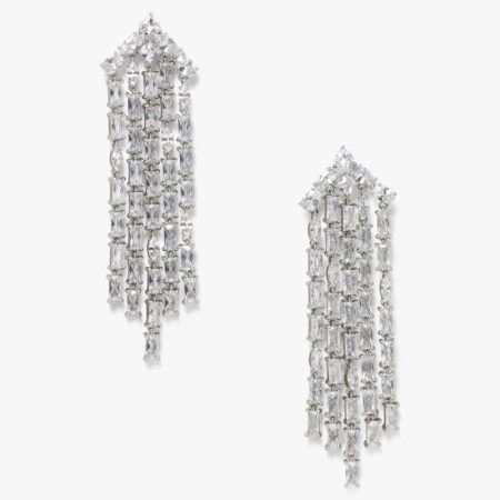Kate Spade Outlet Showtime Fringe Statement Earrings - Preorder — Clear/Silver