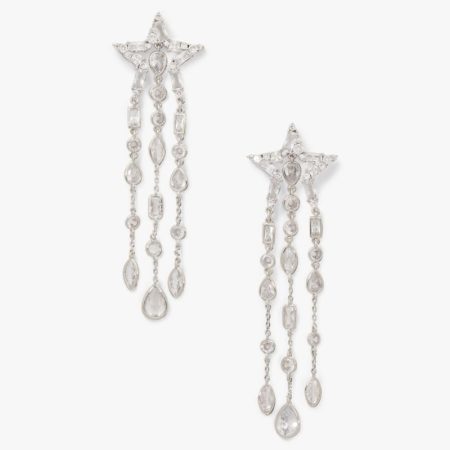 Kate Spade Outlet You're A Star Statement Fringe Earrings - Preorder — Clear/Silver