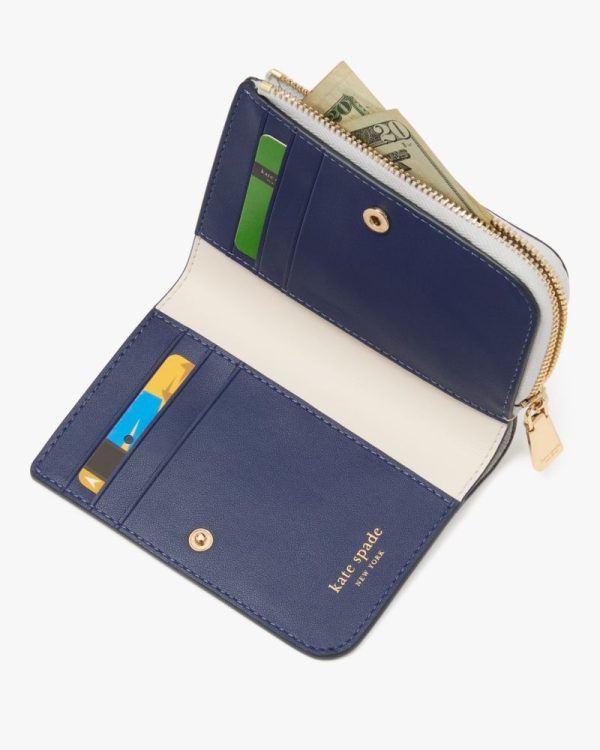 Kate Spade Outlet Ava Colorblocked Pebbled Leather Zip Bifold Wallet - Preorder