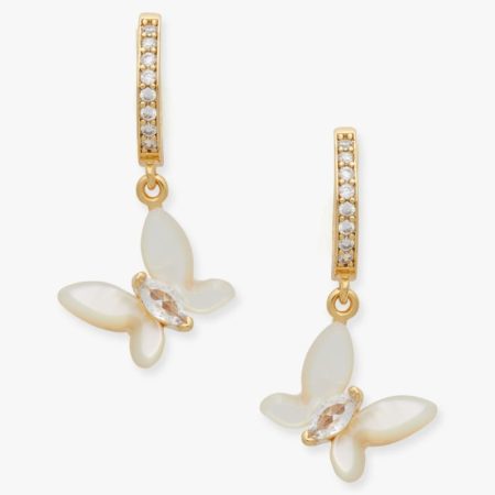 Kate Spade Outlet Social Butterfly Huggies - Preorder — White Multi