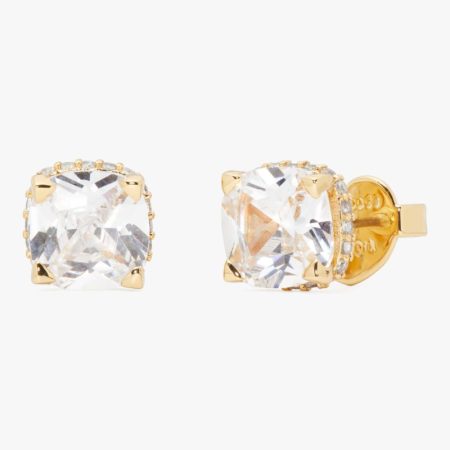 Kate Spade Outlet Little Luxuries 8mm Square Studs - Preorder — Clear/Gold