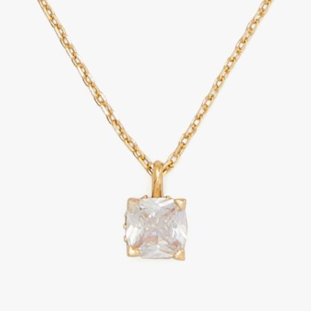 Kate Spade Outlet Little Luxuries 6mm Square Pendant - Preorder — Clear/Gold
