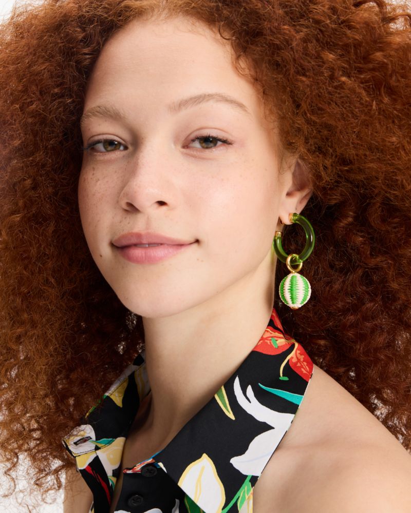 Kate Spade Outlet Feeling Bubbly Raffia Charm Hoops - Preorder