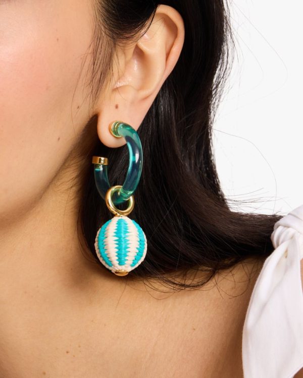 Kate Spade Outlet Feeling Bubbly Raffia Charm Hoops - Preorder