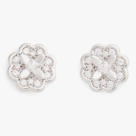 Kate Spade Outlet Heritage Bloom Mini Studs - Preorder — Clear/Silver