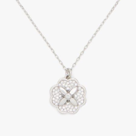 Kate Spade Outlet Heritage Bloom Mini Pendant - Preorder — Clear/Silver