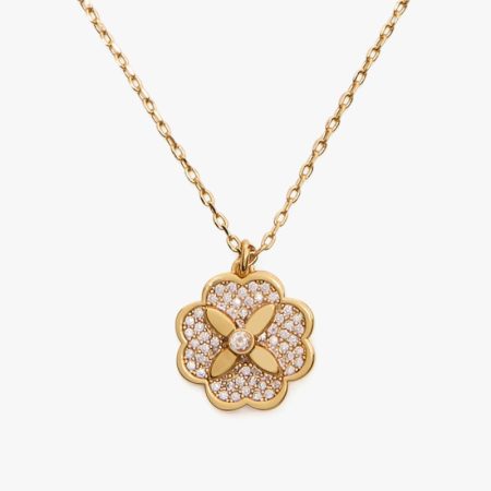 Kate Spade Outlet Heritage Bloom Mini Pendant - Preorder — Clear/Gold