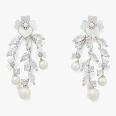 Kate Spade Outlet Precious Pansy Chandelier Earrings - Preorder — Cream/Silver