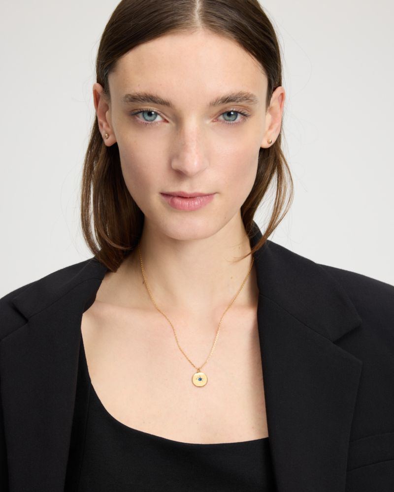 Kate Spade Outlet The Color Spark Collection Blue Fearless Medallion Necklace - Preorder