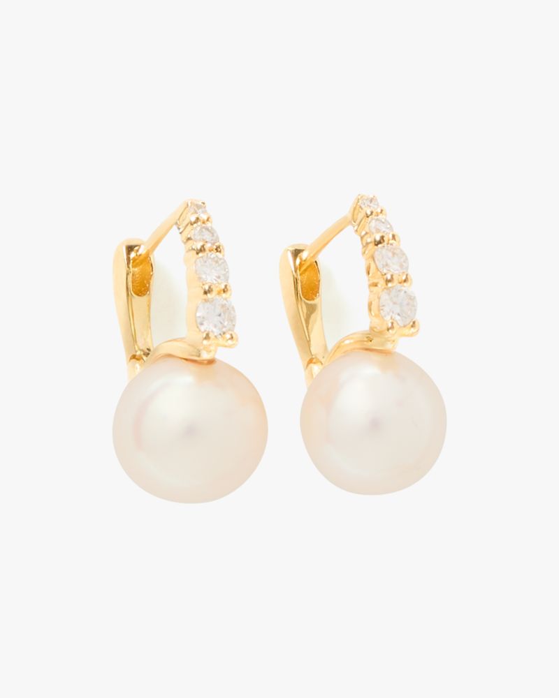 Kate Spade Outlet Kate Spade Fine Meant To Be Pearl & Diamond Huggies - Preorder