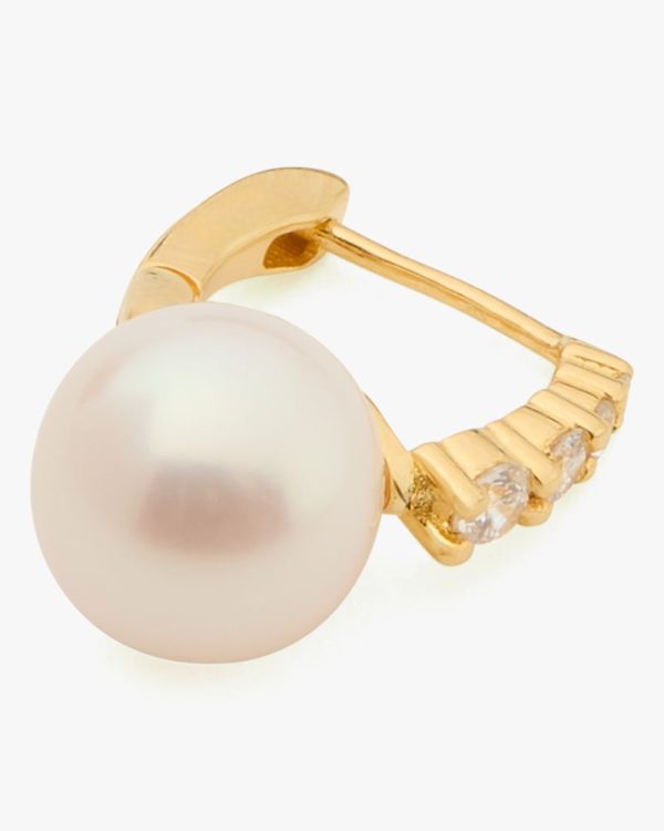 Kate Spade Outlet Kate Spade Fine Meant To Be Pearl & Diamond Huggies - Preorder