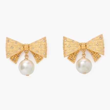 Kate Spade Outlet Wrapped In A Bow Drop Earrings - Preorder — Cream/Gold