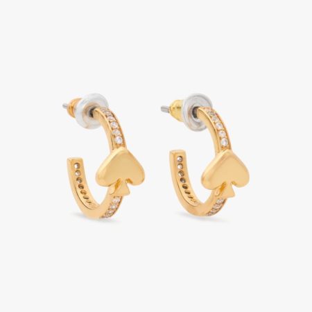 Kate Spade Outlet Everyday Spade Stone Pave Huggies - Preorder — Clear/Gold