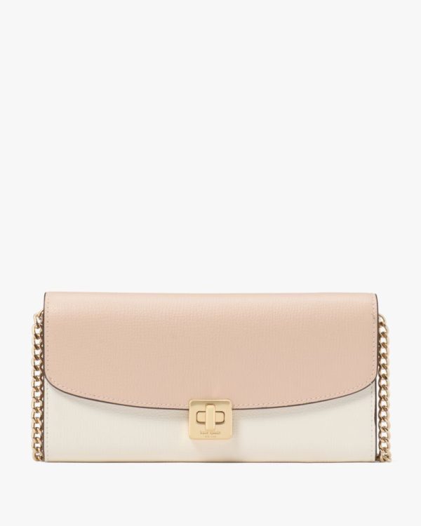 Kate Spade Outlet Phoebe Colorblock Refined Grain Leather Turnlock Wallet On A Chain - Preorder