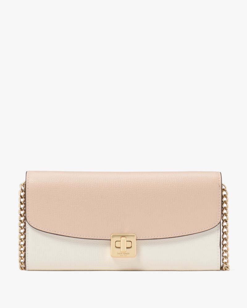 Kate Spade Outlet Phoebe Colorblock Refined Grain Leather Turnlock Wallet On A Chain - Preorder