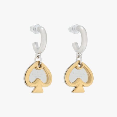 Kate Spade Outlet Statement Spade Charm Drop Huggies - Preorder — Silver Gold