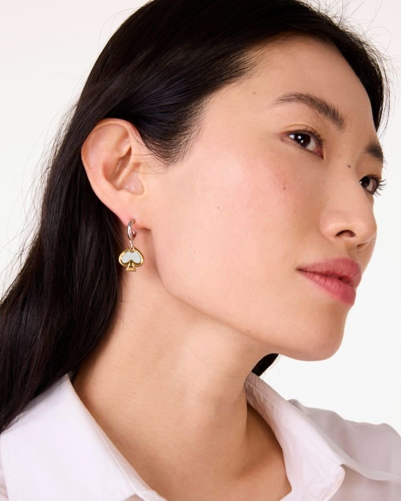Kate Spade Outlet Statement Spade Charm Drop Huggies - Preorder
