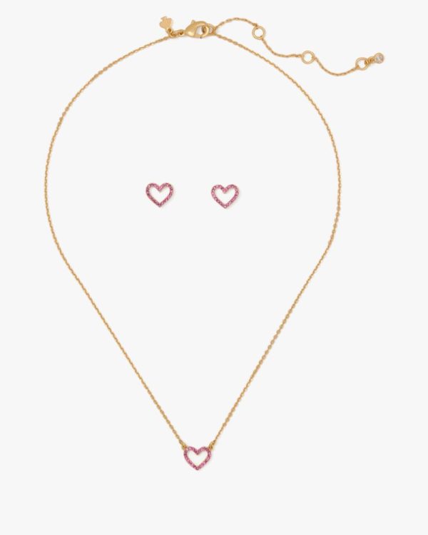 Kate Spade Outlet Scrunched Scallops Heart Pendant And Studs Set - Preorder