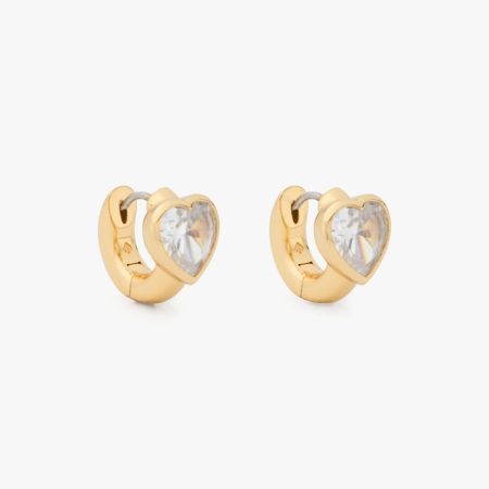 Kate Spade Outlet Keep Sparkling Heart Huggies - Preorder — Clear/Gold