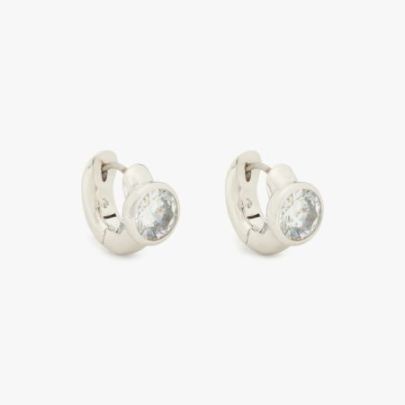 Kate Spade Outlet Keep Sparkling Round Huggies - Preorder — Clear/Silver