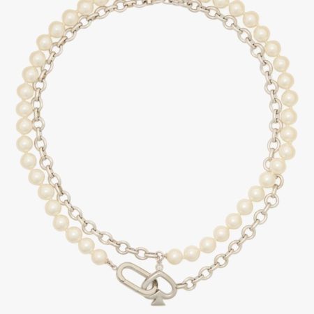 Kate Spade Outlet Statement Spade Pearl Wrap Necklace - Preorder — Cream/Silver