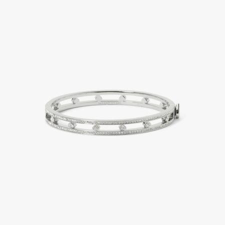 Kate Spade Outlet Cut To The Chase Pave Spade Hinge Bangle - Preorder — Clear/Silver