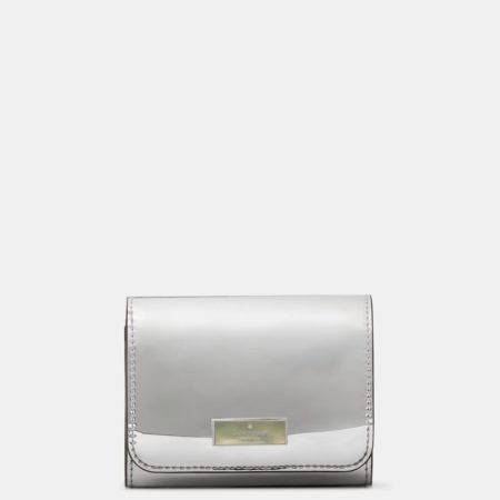 Kate Spade Outlet Bridget Mirror Metallic Small L-zip Wallet - Preorder — Silver