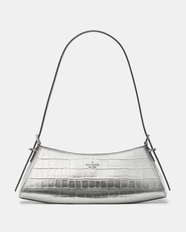 Kate Spade Outlet Frankie Metallic Croc Embossed Small East West Shoulder - Preorder