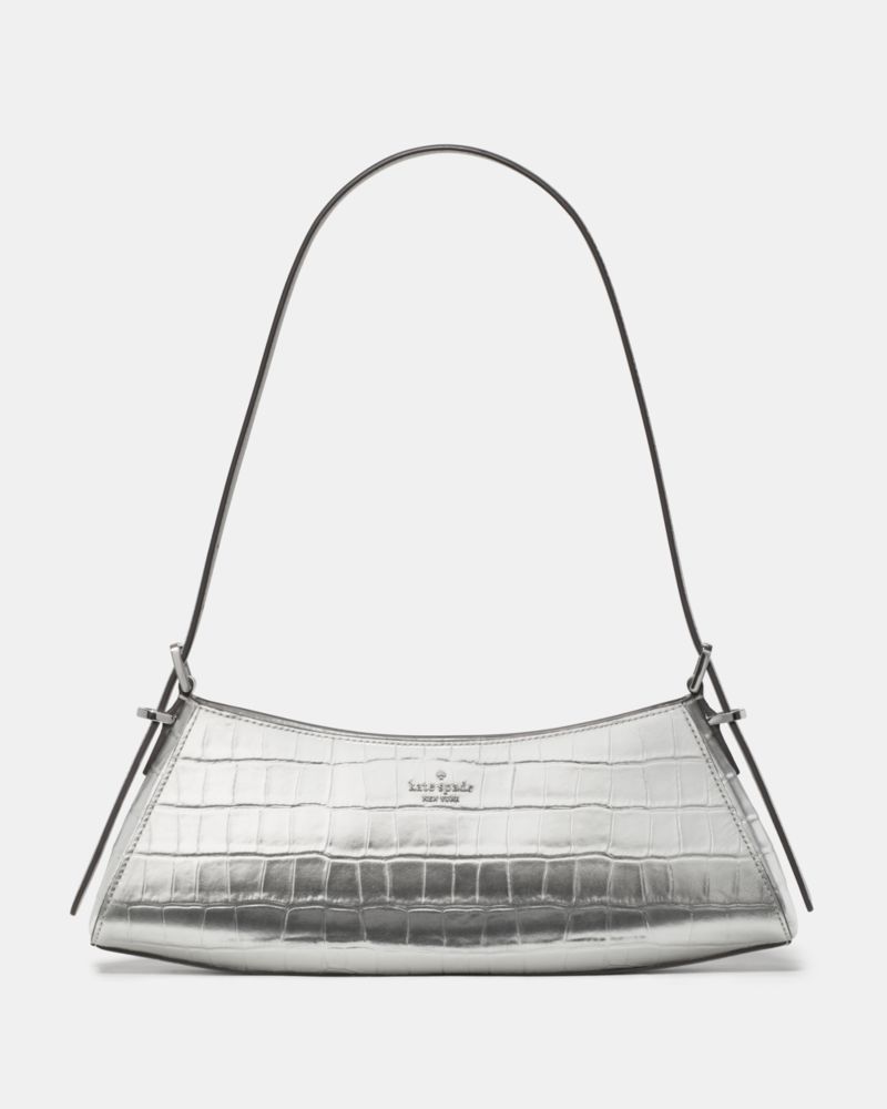Kate Spade Outlet Frankie Metallic Croc Embossed Small East West Shoulder - Preorder