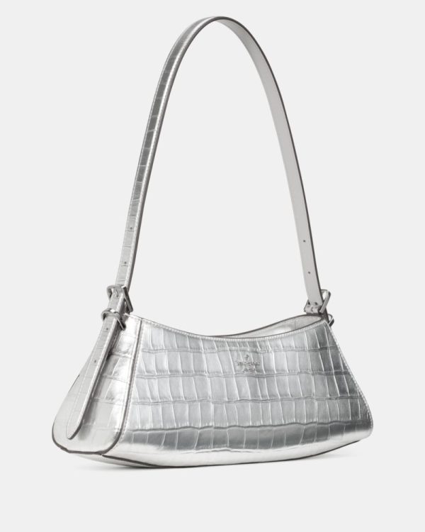 Kate Spade Outlet Frankie Metallic Croc Embossed Small East West Shoulder - Preorder