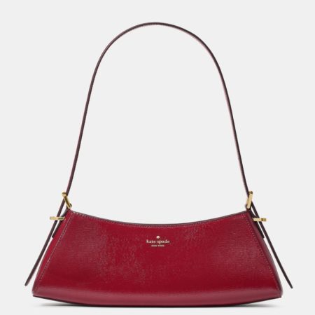 Kate Spade Outlet Frankie Textured Patent Leather Small East West Shoulder - Preorder — Red Jam